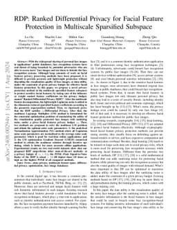 RDP: Ranked Differential Privacy for Facial Feature Protection in
  Multiscale Sparsified Subspace
