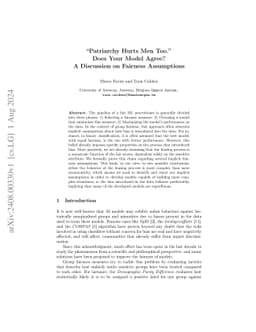 "Patriarchy Hurts Men Too." Does Your Model Agree? A Discussion on
  Fairness Assumptions