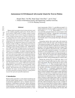 Autonomous LLM-Enhanced Adversarial Attack for Text-to-Motion