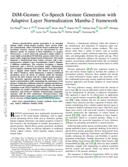 DiM-Gesture: Co-Speech Gesture Generation with Adaptive Layer
  Normalization Mamba-2 framework