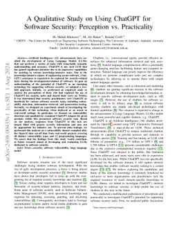 A Qualitative Study on Using ChatGPT for Software Security: Perception
  vs. Practicality