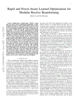 Rapid and Power-Aware Learned Optimization for Modular Receive
  Beamforming