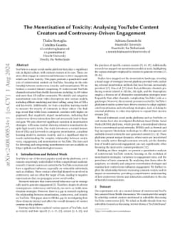 The Monetisation of Toxicity: Analysing YouTube Content Creators and
  Controversy-Driven Engagement