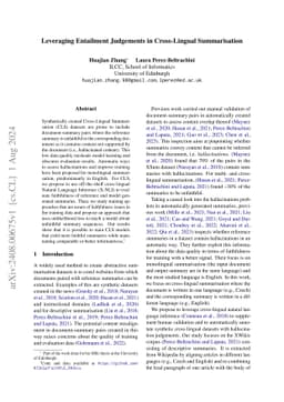 Leveraging Entailment Judgements in Cross-Lingual Summarisation
