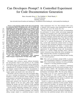 Can Developers Prompt? A Controlled Experiment for Code Documentation
  Generation