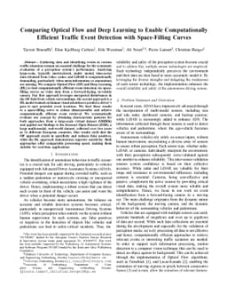 Comparing Optical Flow and Deep Learning to Enable Computationally
  Efficient Traffic Event Detection with Space-Filling Curves