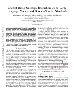 Chatbot-Based Ontology Interaction Using Large Language Models and
  Domain-Specific Standards