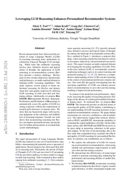 Leveraging LLM Reasoning Enhances Personalized Recommender Systems