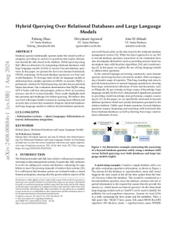 Hybrid Querying Over Relational Databases and Large Language Models