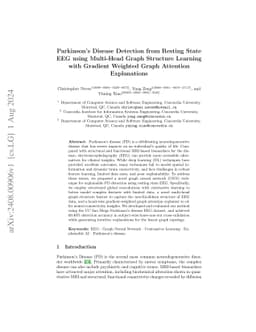 Parkinson's Disease Detection from Resting State EEG using Multi-Head
  Graph Structure Learning with Gradient Weighted Graph Attention Explanations