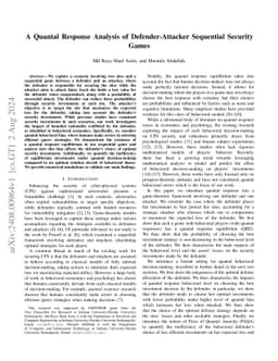 A Quantal Response Analysis of Defender-Attacker Sequential Security
  Games