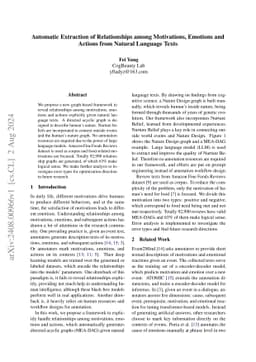 Automatic Extraction of Relationships among Motivations, Emotions and
  Actions from Natural Language Texts