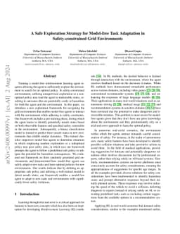 A Safe Exploration Strategy for Model-free Task Adaptation in
  Safety-constrained Grid Environments
