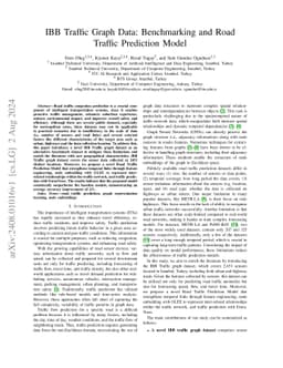 IBB Traffic Graph Data: Benchmarking and Road Traffic Prediction Model