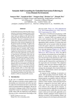 Semantic Skill Grounding for Embodied Instruction-Following in
  Cross-Domain Environments