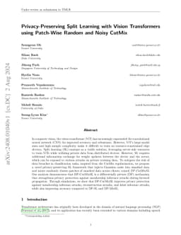 Privacy-Preserving Split Learning with Vision Transformers using
  Patch-Wise Random and Noisy CutMix