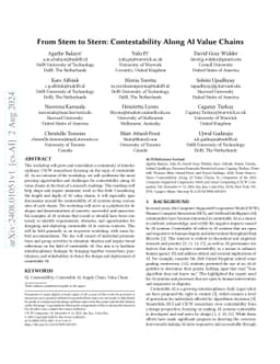 From Stem to Stern: Contestability Along AI Value Chains