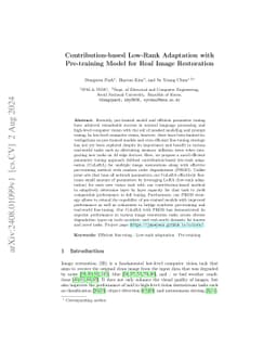 Contribution-based Low-Rank Adaptation with Pre-training Model for Real
  Image Restoration