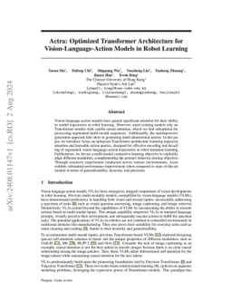 Actra: Optimized Transformer Architecture for Vision-Language-Action
  Models in Robot Learning