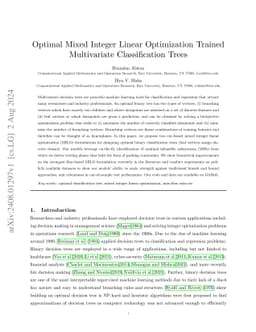 Optimal Mixed Integer Linear Optimization Trained Multivariate
  Classification Trees