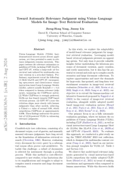 Toward Automatic Relevance Judgment using Vision--Language Models for
  Image--Text Retrieval Evaluation