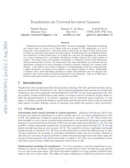 Transformers are Universal In-context Learners
