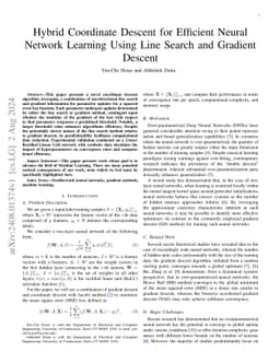 Hybrid Coordinate Descent for Efficient Neural Network Learning Using
  Line Search and Gradient Descent