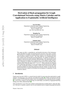 Derivation of Back-propagation for Graph Convolutional Networks using
  Matrix Calculus and its Application to Explainable Artificial Intelligence