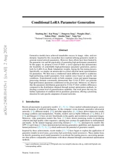 Conditional LoRA Parameter Generation