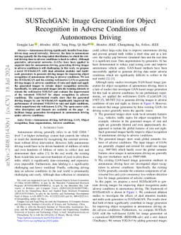 SUSTechGAN: Image Generation for Object Recognition in Adverse
  Conditions of Autonomous Driving