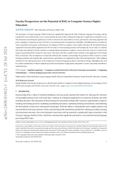 Faculty Perspectives on the Potential of RAG in Computer Science Higher
  Education