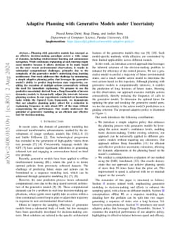 Adaptive Planning with Generative Models under Uncertainty