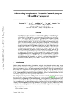 Stimulating Imagination: Towards General-purpose Object Rearrangement