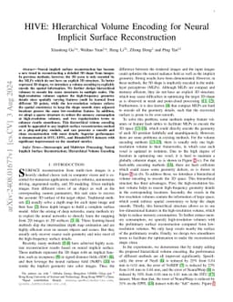 HIVE: HIerarchical Volume Encoding for Neural Implicit Surface
  Reconstruction