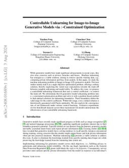 Controllable Unlearning for Image-to-Image Generative Models via $\varepsilon$-Constrained Optimization