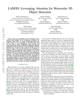 LAM3D: Leveraging Attention for Monocular 3D Object Detection