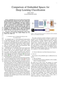 Comparison of Embedded Spaces for Deep Learning Classification