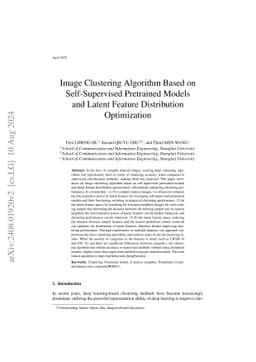 Image Clustering Algorithm Based on Self-Supervised Pretrained Models
  and Latent Feature Distribution Optimization
