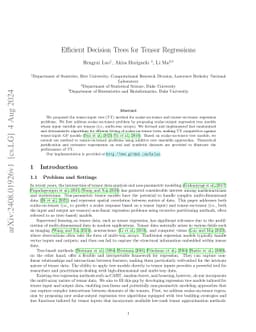 Efficient Decision Trees for Tensor Regressions