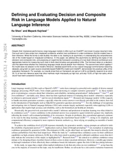 Defining and Evaluating Decision and Composite Risk in Language Models
  Applied to Natural Language Inference
