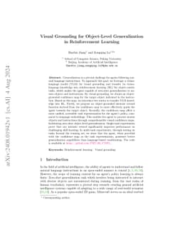 Visual Grounding for Object-Level Generalization in Reinforcement
  Learning