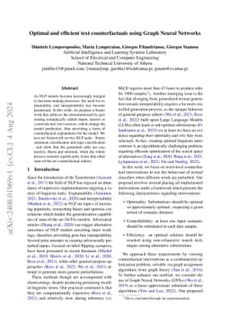 Optimal and efficient text counterfactuals using Graph Neural Networks