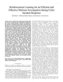 Reinforcement Learning for an Efficient and Effective Malware Investigation during Cyber Incident Response