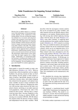 Table Transformers for Imputing Textual Attributes