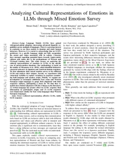 Analyzing Cultural Representations of Emotions in LLMs through Mixed
  Emotion Survey