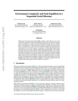 Environment Complexity and Nash Equilibria in a Sequential Social
  Dilemma
