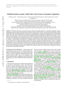 Distilling Machine Learning's Added Value: Pareto Fronts in Atmospheric Applications