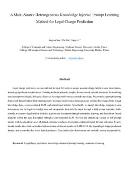 A Multi-Source Heterogeneous Knowledge Injected Prompt Learning Method
  for Legal Charge Prediction