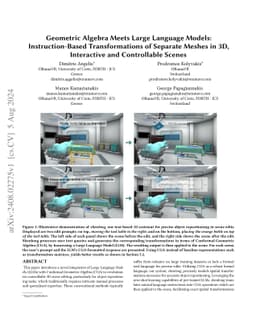 Geometric Algebra Meets Large Language Models: Instruction-Based
  Transformations of Separate Meshes in 3D, Interactive and Controllable Scenes