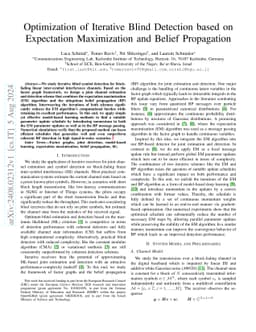 Optimization of Iterative Blind Detection based on Expectation
  Maximization and Belief Propagation